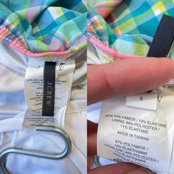 J CREW Pastel Plaid One Piece Swimsuit Sz 0 Underwire High Leg - Picture 9 of 9